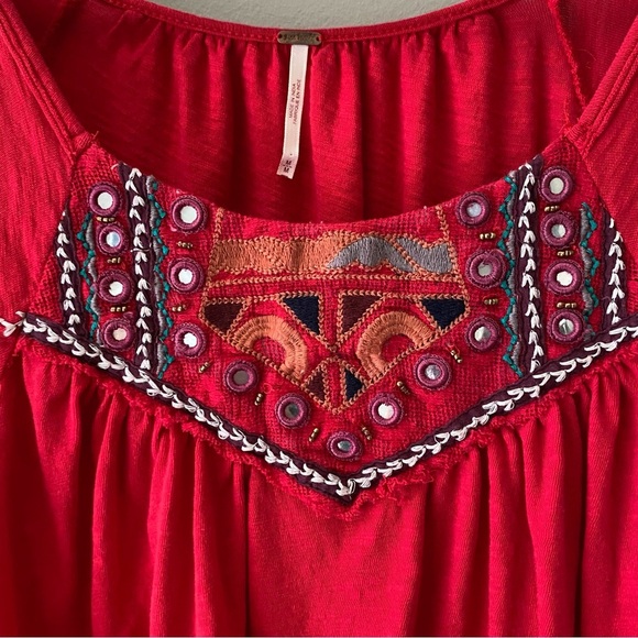 Free People Santa Fe Boho Top Red Sz Medium - Picture 5 of 11